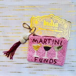Wandering Moon Beaded Martini Funds Coin Pouch NWT